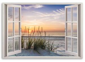 Obraz na plátne Okno s výhľadom na pláž Rozmery: 60 x 40 cm