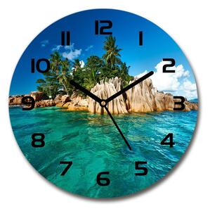 Sklenené nástenné hodiny okrúhle Tropický ostrov