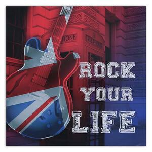 Obraz na plátne Gitara s vlajkou Spojeného kráľovstva Rozmery: 30 x 30 cm