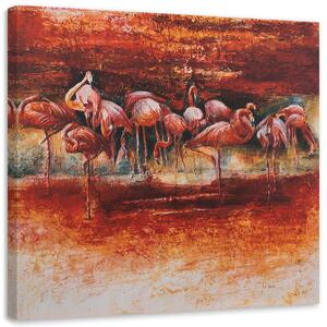 Obraz na plátne Kŕdeľ ružových plameniakov Rozmery: 30 x 30 cm