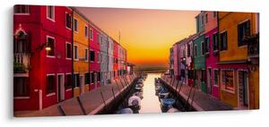 Obraz - Západ slnka, ostrov Burano, Benátky, Taliansko (120x50 cm)