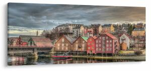 Obraz - Domy pri rieke (120x50 cm)