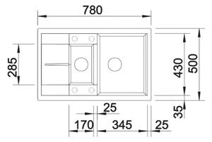 Granitový drez Blanco METRA 6 S Compact tartufo s excentrom