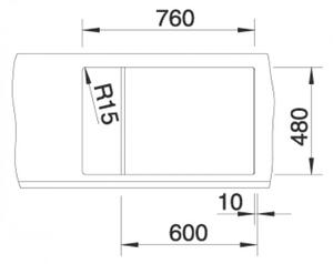Granitový drez Blanco METRA 6 S Compact sivá skala s excentrom