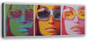 Obraz na plátne Farebná tvár ženy s okuliarmi Rozmery: 90 x 30 cm