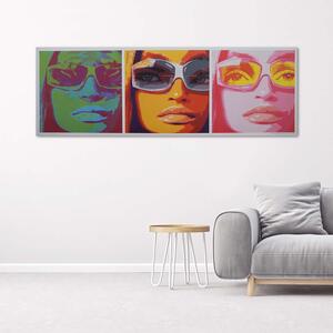 Obraz na plátne Farebná tvár ženy s okuliarmi Rozmery: 90 x 30 cm