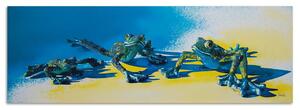 Obraz na plátne Tri modré žaby Rozmery: 90 x 30 cm