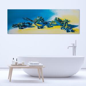 Obraz na plátne Tri modré žaby Rozmery: 90 x 30 cm