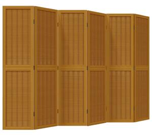 Paraván, 6 panelov, hnedý, masívne drevo paulownie
