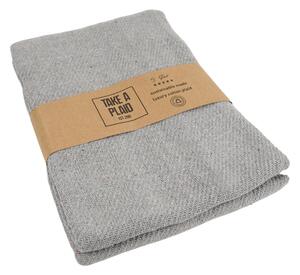 Pléd z recyklovanej bavlny TAKE A PLAID 125x150 cm, sivý