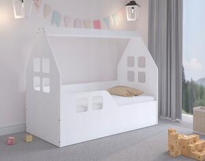 Detská posteľ domček 140 x 70 cm biela ľavá Biela