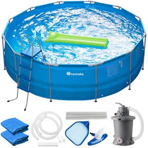 Tectake 403825 bazén merina okrúhly 450x122cm s mnohým príslušenstvom - modrá