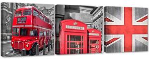 Sada obrazov na plátne Britská červená - 3 dielna Rozmery: 90 x 30 cm