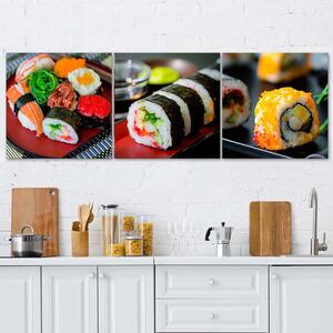 Sada obrazov na plátne Farebné sushi - 3 dielna Rozmery: 90 x 30 cm