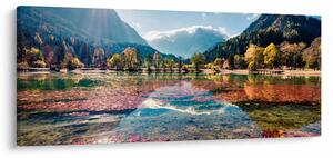 Obraz - Jazero Jasna, Gozd Martuljek, Julské Alpy, Slovinsko (120x50 cm)