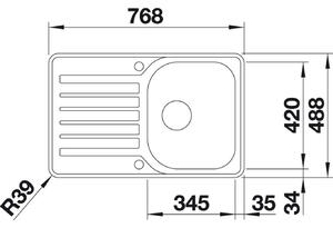Nerezový drez Blanco LANTOS 45 S IF Compact Nerez kartáčovaný s excentrom