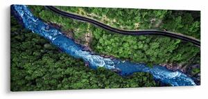 Obraz - Rieka medzi horami, Kaukaz, Rusko (120x50 cm)