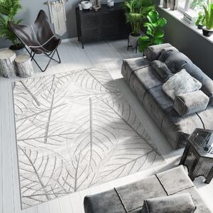 Svetlý krémový moderný koberec s motívom listov Šírka: 80 cm | Dĺžka: 150 cm