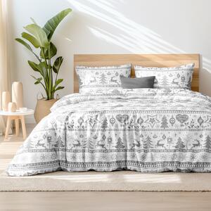 Goldea vianočné bavlnené posteľné obliečky - vianočné symboly na bielom 140 x 200 a 70 x 90 cm