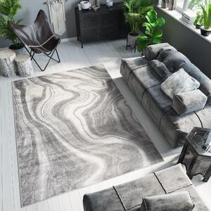 Svetlý sivý dizajnový koberec s abstraktným vzorom Sivá Šírka: 60 cm | Dĺžka: 100 cm
