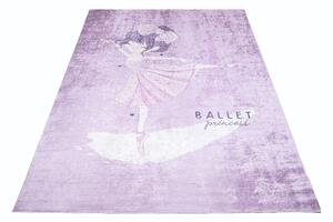Fialový detský koberec s motívom baletky pri Eiffelovej veži Fialová Šírka: 120 cm | Dĺžka: 170 cm