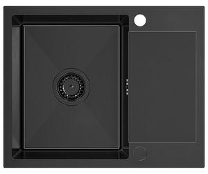 Quadron Luke 116, oceľový drez 600x480x200mm + drezová batéria s flexibilným ramenom, čierna, 52956