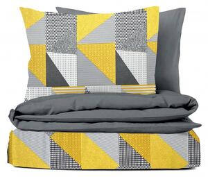 Ervi flanelové obliečky DUO - Abstrakcia žltá/sivá