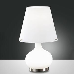 Stolná lampa Ade, výška 33 cm, biela, sklo