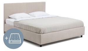 Béžová čalúnená dvojlôžková posteľ s úložným priestorom s matracom/s roštom 180x200 cm Myra Slim Line – Selection