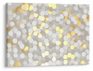 Obraz - Zlato-biele hexagóny (70x50 cm)