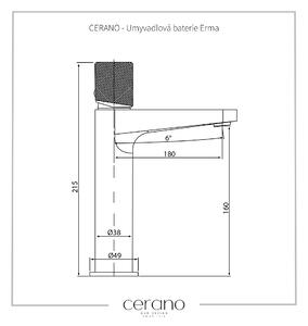 Cerano Erma, umývadlová stojanková batéria h-215, čierna matná, CER-CER-423586