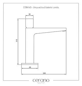 Cerano Loreta, vysoká umývadlová stojanková batéria h-310, čierna matná, CER-CER-423574