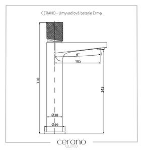 Cerano Erma, vysoká umývadlová stojanková batéria h-310, chrómová, CER-CER-423589