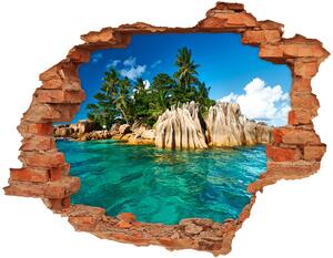 Nálepka 3D diera na stenu betón Tropický ostrov