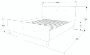 Sivá dvojlôžková posteľ MALMO 180 x 200 cm