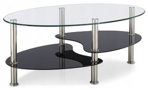 Tutumi, sklenený konferenčný stolík 90x60x44 cm CT-001, číra-čierna-chrómová, KRZ-09018