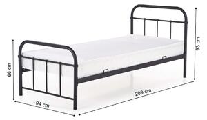 HL Jednolôžková kovová posteľ Linda 90x200 - čierna