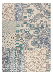 Modrý/béžový ručne tkaný vlnený koberec 120x170 cm Eloise Patchwork – Flair Rugs