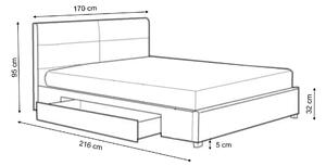 Čalúnená manželská posteľ Merida II 160x200 s úložným priestorom - sivá