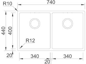Nerezový drez Sinks BOX 740 DUO RO 1,0mm