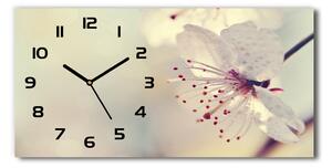 Vodorovné Moderné sklenené hodiny na stenu Kvet višne