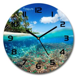 Sklenené nástenné hodiny okrúhle Koralový útes