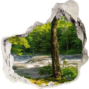 Díra 3D ve zdi nálepka Rieka v lese nd-p-66915556