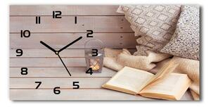 Vodorovné Sklenené hodiny na stenu Relax knižka