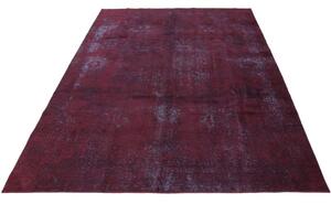 Vínovo fialový koberec vintage 2,46 x 3,66 m