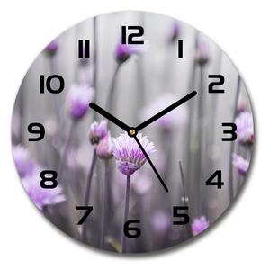 Sklenené hodiny okrúhle Kvety pažítky