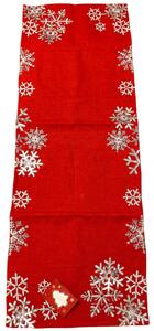 Vianočný vyšívaný obrus vianočné vločka červená 40x110 cm TiaHome