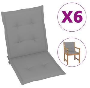 Podložky na záhradné stoličky 6 ks, sivé 100x50x4 cm