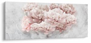 Obraz - Ružové kvety na stene (120x50 cm)