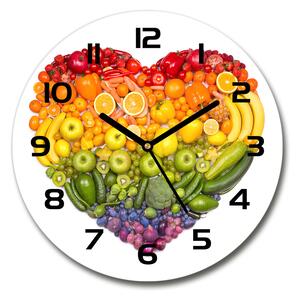 Sklenené hodiny okrúhle Zeleninové srdce